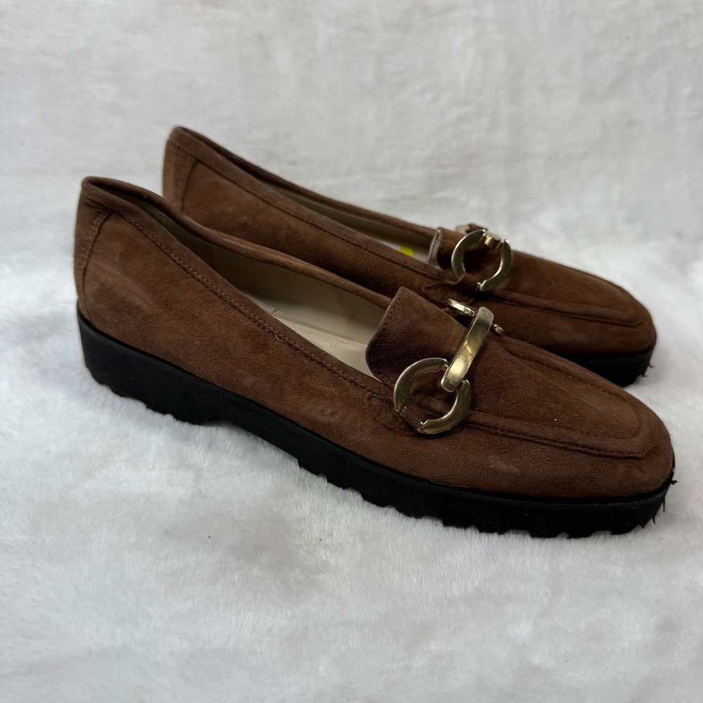 Amalfi‎ by Rangoni Brown Suede Bit Loafers Pillow Feel Made in Italy Size 4